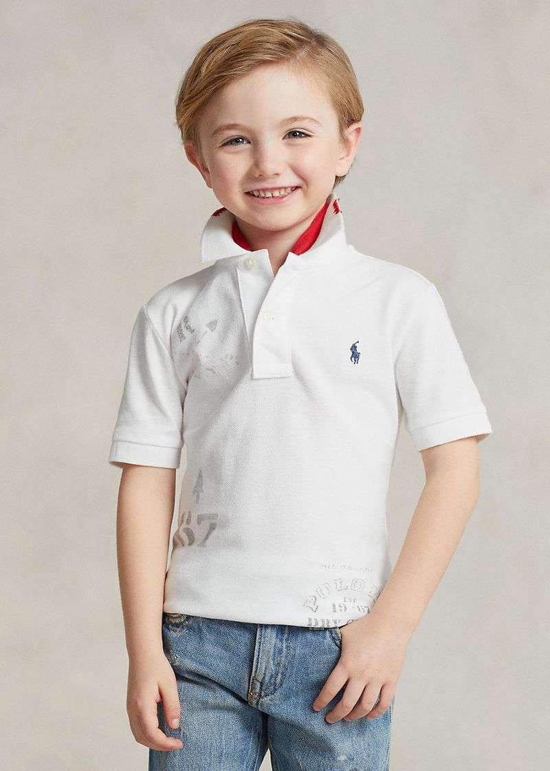 Poleras Polo Ralph Lauren Niño 1.5-6 Años Cotton Mesh Graphic Chile Blancas QWCIV-5239